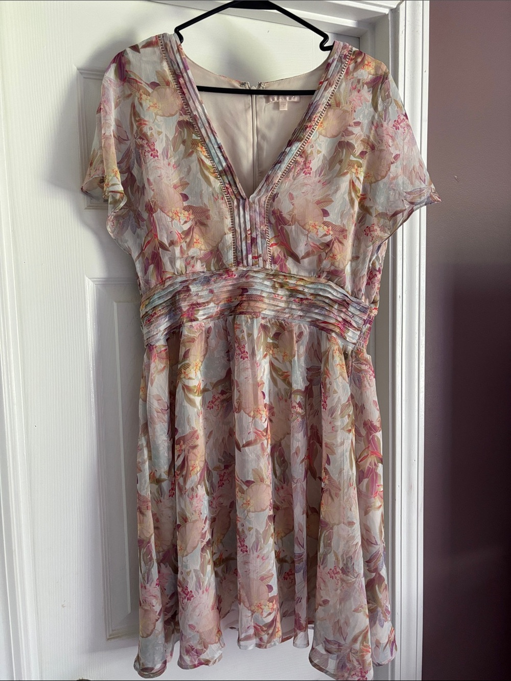 Guess Pastel Floral V-Neck Mini Dress